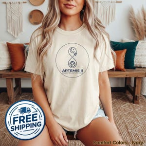Artemis II El regreso de Estados Unidos a la Luna Comfort Colors Camiseta espacial color marfil Regalo STEM imagen 1