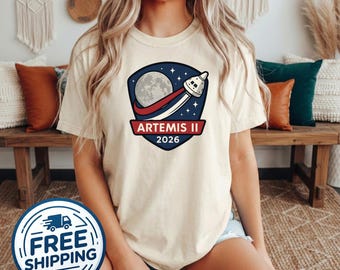 Camiseta color marfil de la misión lunar Artemis II de la NASA – Ropa para la exploración espacial