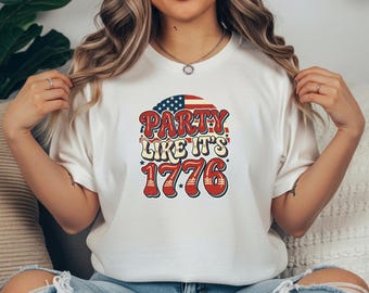 Party Like Its 1776 Shirt, Comfort Colors Independence Day Tee, Retro Groovy Design