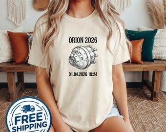 Camiseta de la misión Artemis II, camiseta de exploración espacial Orion 2026 (color marfil Comfort Colors)