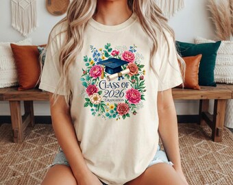 Floral Class of 2026 Graduation Shirt, Comfort Colors Graduate Tee
