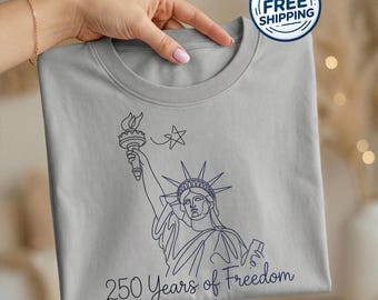250 años de libertad, Estatua de la Libertad, Camiseta Comfort Colors, Regalo con la bandera estadounidense