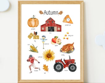 Autumn Printable Wall Art | Seasons Printable | Fall Unit | Homeschool Montessori Educational Poster