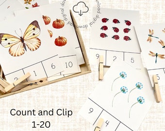 Nature Count and Clip Cards Numbers 1-20 | Montessori Toys | Montessori Math Homeschool
