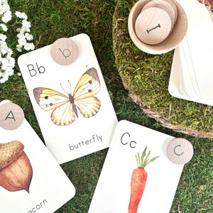 Nature Themed Alphabet Cards | Homeschool Nature Study | Printable Montessori Flash Cards | Nature Inspired