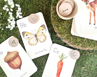 Nature Themed Alphabet Cards | Homeschool Nature Study | Printable Montessori Flash Cards | Nature Inspired