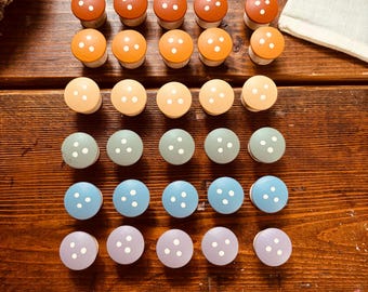 Wooden Mushroom Math Counters — Set of 30 | Montessori Counting, Color Matching & Pattern Play | Rainbow Learning Toy