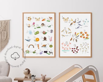 Alphabet and Numbers poster | Nature Print