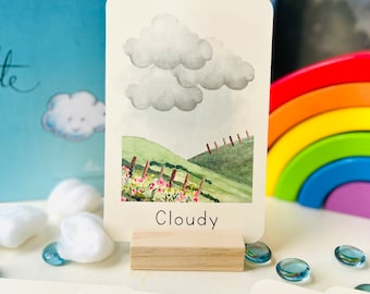 Weather Flashcards | Watercolor Weather Flashcards | Printable Montessori Flash Cards | Meteorology