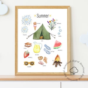 Sommer Saison druckbare Kunst | Jahreszeiten Printable | Sommer Einheit | Homeschool Montessori Lernposter