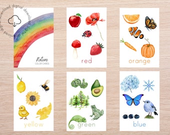 Nature Themed Color Flashcards | Homeschool Nature Study | Printable Montessori Flash Cards | Nature Inspired