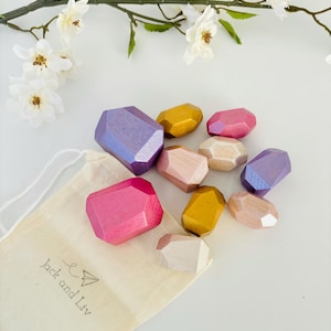 Wooden Stacking Stones Unicorn Color Palette | Montessori Educational Toys | Balancing Blocks | Stacking Rocks | Building Toys