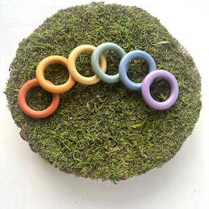 Wooden Rainbow Stacking Rings | Montessori Toddler | Loose Parts Play