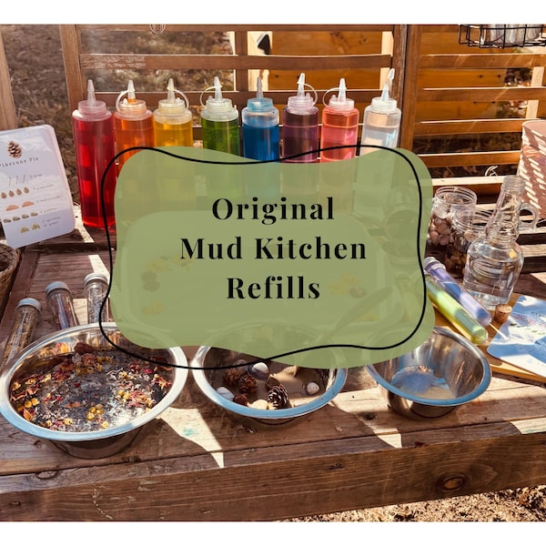 Mud Kitchen Refills | Fizzy Play Tubes | Dried Flower Tubes | Nature Loose Parts | Recipe Cards | Mud Kitchen Accessories