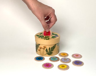 Flower coin sorting toy | Color Matching| Pressed flowers | Montessori Toddler | Easter Toddler Gift