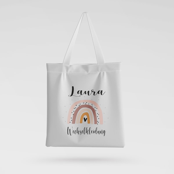 Personalisierter Beutel Wechselkleidung, Wechselkleidung Kita, Tasche Kita, Tasche Wechselkleidung, Kita, Kindergarten, Regenbogen