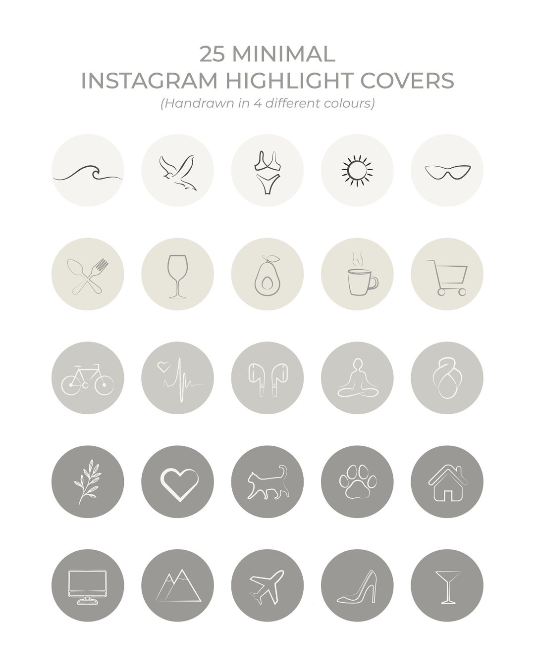 25 Minimal Hand Drawn Instagram Highlight Covers, Minimalist Highlight ...