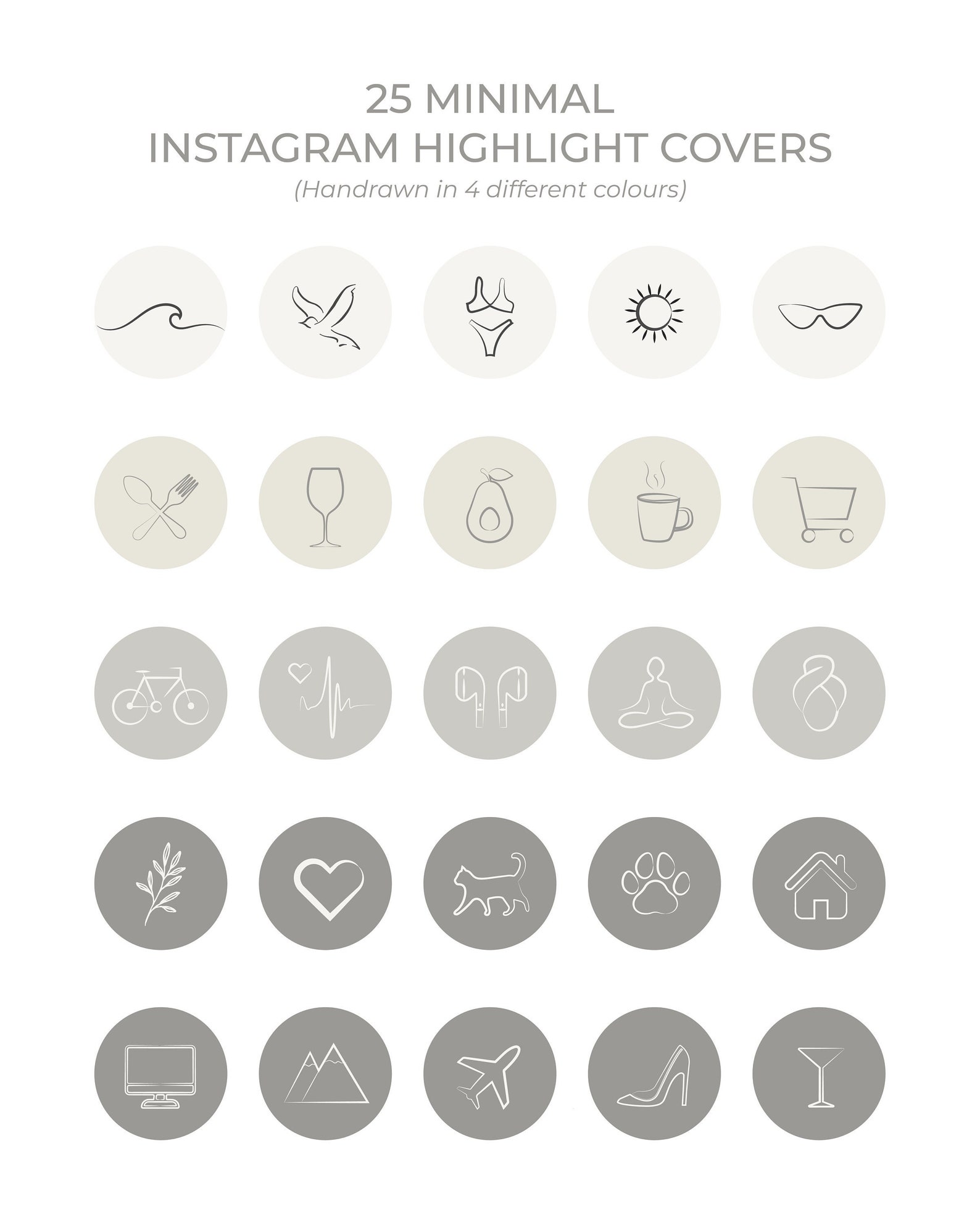 25 Minimal Hand Drawn Instagram Highlight Covers, Minimalist Highlight ...