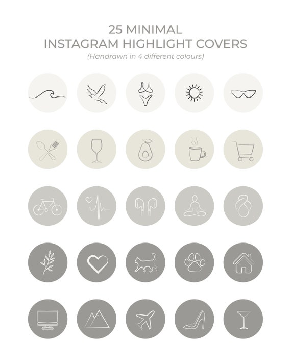 25 Minimal Hand Drawn Instagram Highlight Covers Minimalist | Etsy
