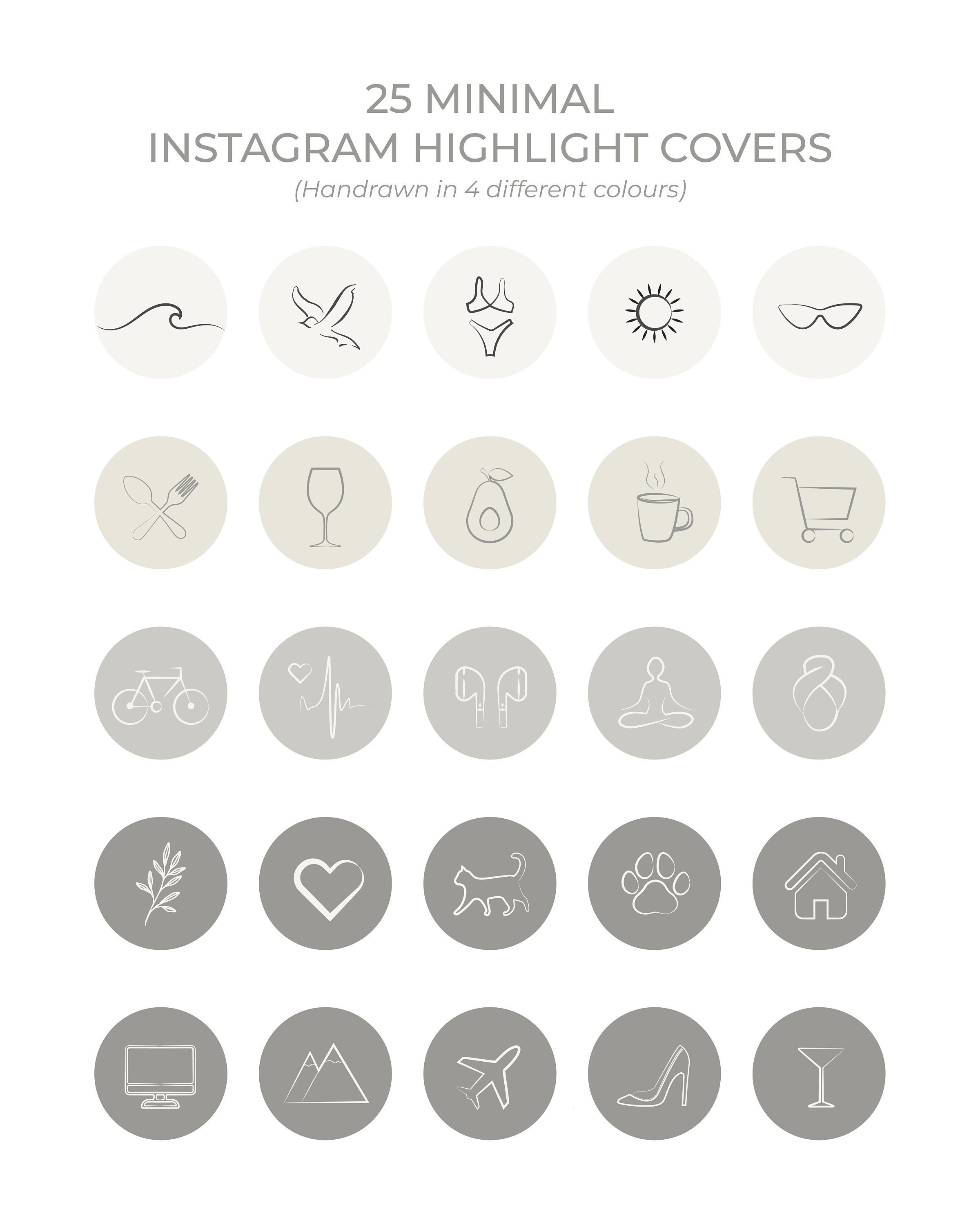 25 Minimal Hand Drawn Instagram Highlight Covers Minimalist - Etsy