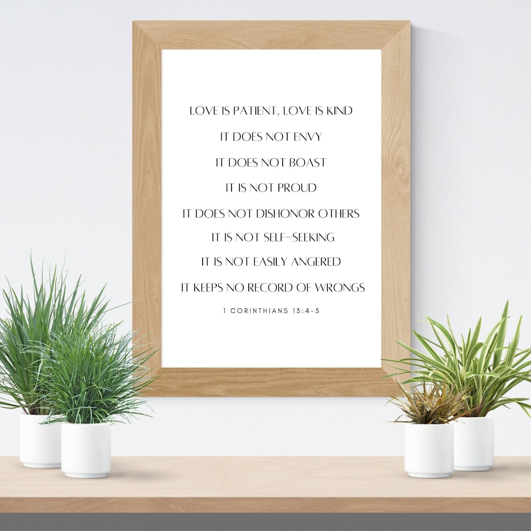 Love is Patient, Love is Kind / 1 Corinthians 13:4-5 / Digital Print ...