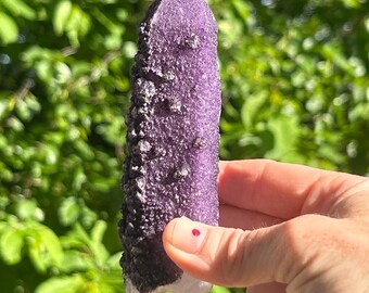 Mongolian candle quartz with purple fluorite mantle - green UV reaction!!! (Inner Mongolia - Huangangliang)