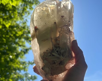 Amphibolite Quartz Citrine Carhedral/ Angel Phantom Quartz with magical angel wing phantom (white kaolinite)