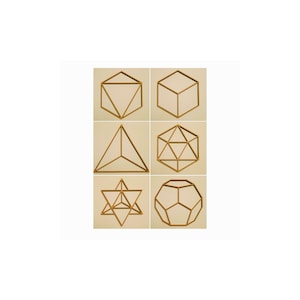 3" / 7,62 cm Grid Cut Bundel I - Platonische lichamen + Merkaba / TWEEDIMENSIONEEL