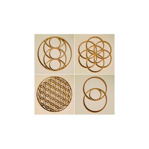 3&quot; / 7.62 cm Grid Cut Bundle II - Flower of Life + Seed of Life + 2x Vesica Piscis