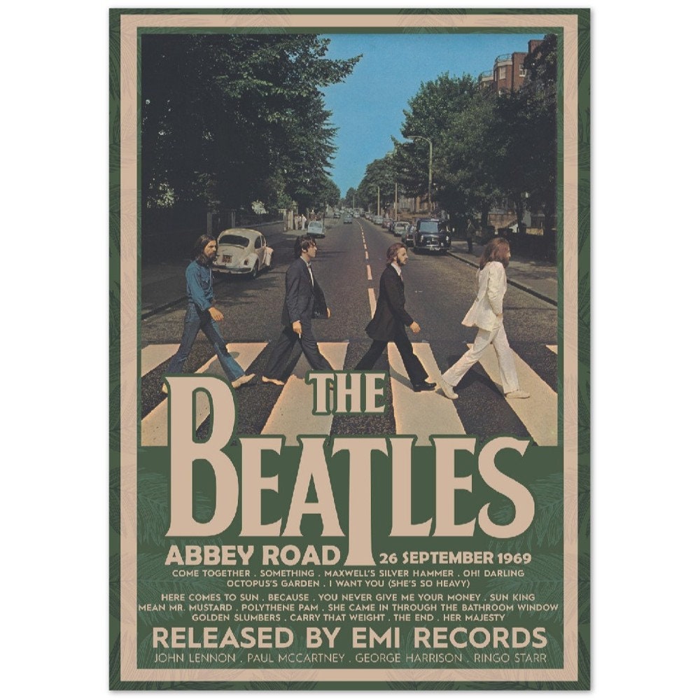 ABBey Road THE BEATLES ポスター The Beatles Abbey Road 1969 Album Vintage Classic Semi