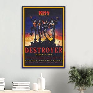 Póster de papel semibrillante clásico vintage del álbum Kiss Destroyer