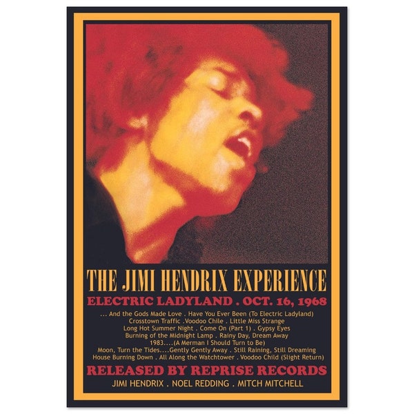 The Jimi Hendrix Experience 1968 Album vintage Classique Affiche en papier semi-brillant