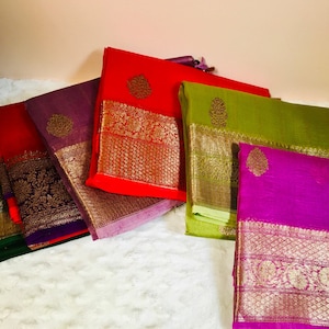 BKS 015 -  Pure Organaza jaal Banarasi  saree with Gold Zari work. Comes with unstitched Blouse main image 1