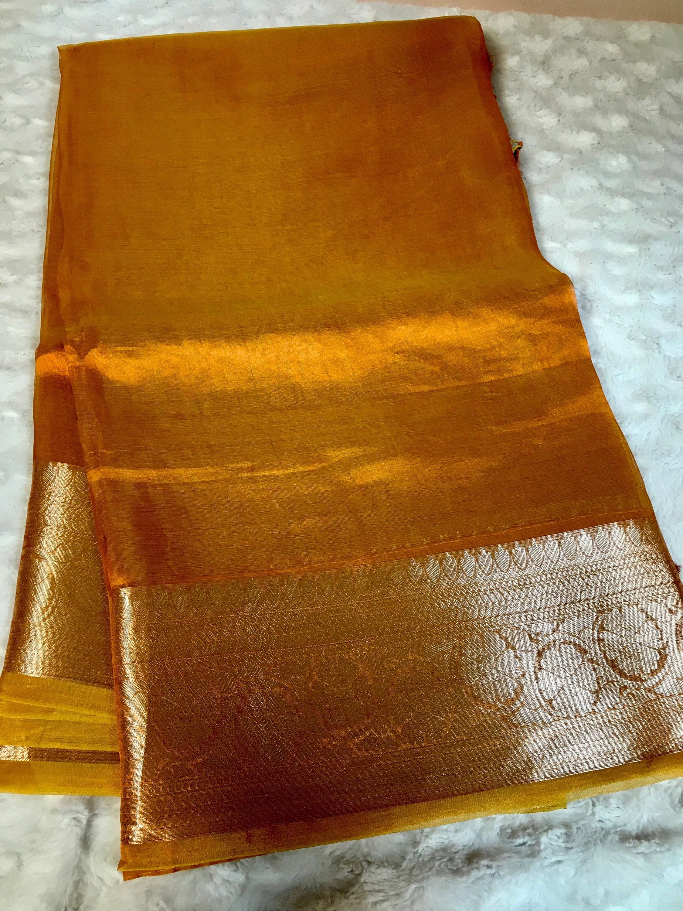 BKS 018 -  Pure Silk Tissue Banarasi  saree with Gold Zari work. Comes with unstitched Blouse. main image 0