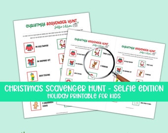 Christmas Scavenger Hunt Photo Edition | Printable Christmas Party Games for Kids | Photo Scavenger Hunt | Christmas Eve Games