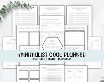 Minimalist Goal Planner Printable | Undated Goal Setting Planner Worksheets | Goal Tracker Printable | Goal Planner 90 Day PDF
