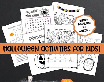 Halloween Kids Activity Sheets Bundle | Printable Halloween Activities for Kids & Toddlers | Halloween Games