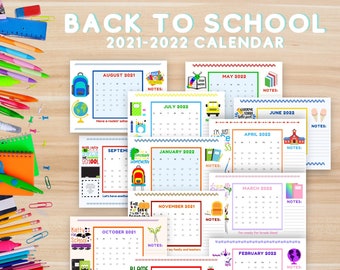 Back To School Calendar Printable for Kids | Year 2021-2022