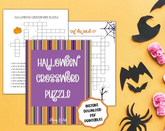 Halloween Crossword Puzzle Activity Sheets for Kids | Instant Download