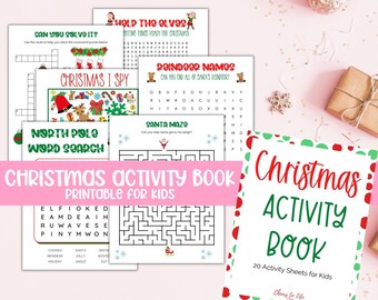 Christmas Activity Book for Kids | 20 Printable Activity Pages for Kids | Holiday Party Games