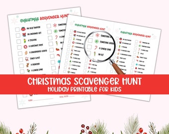 Christmas Scavenger Hunt | Printable Christmas Party Games | Christmas Scavenger Hunt Game | Family Christmas Eve Games