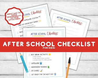 After School Routine Checklist for Kids | Instant Download Kids Printable
