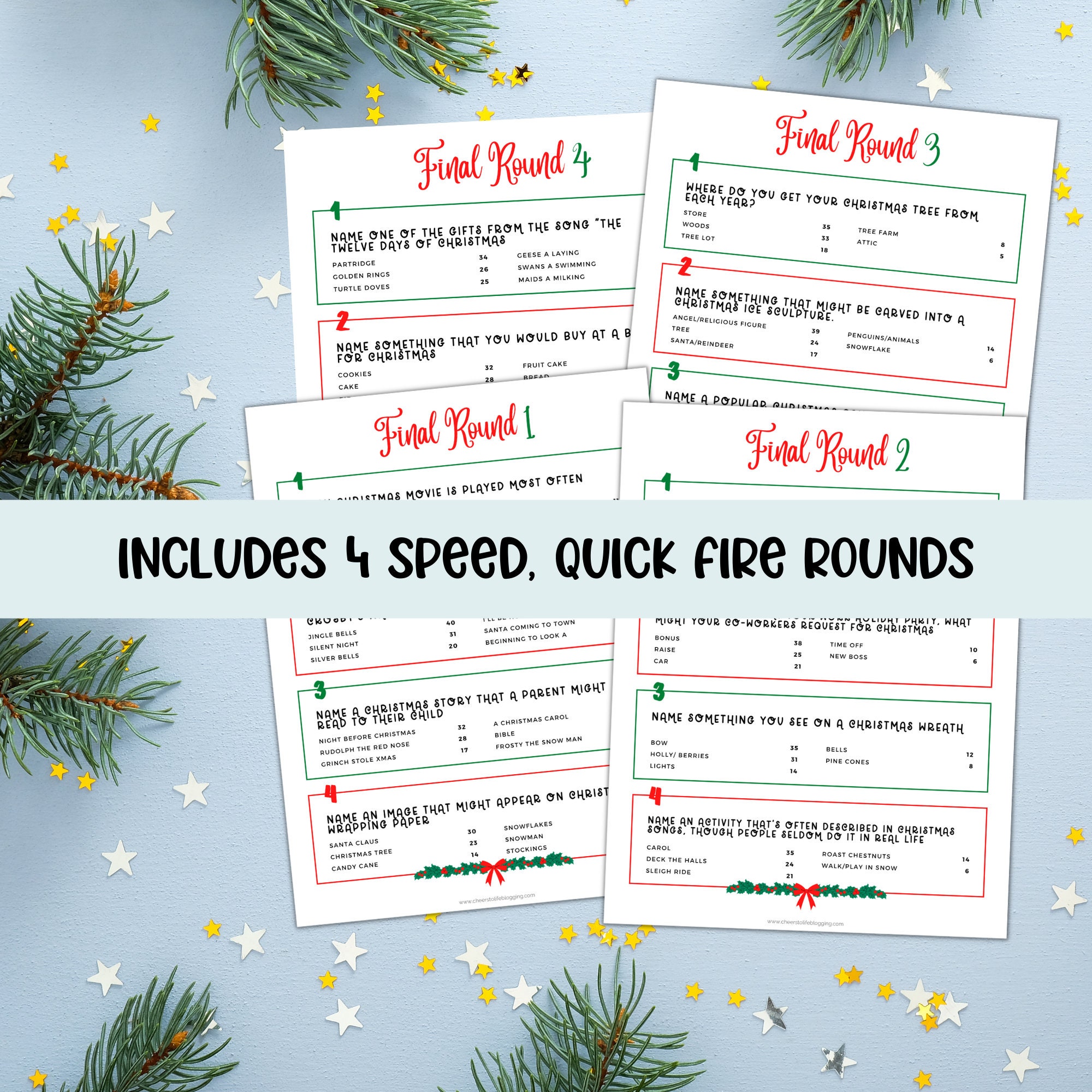 Christmas Family Feud Game Printable Christmas Friendly Feud Game
