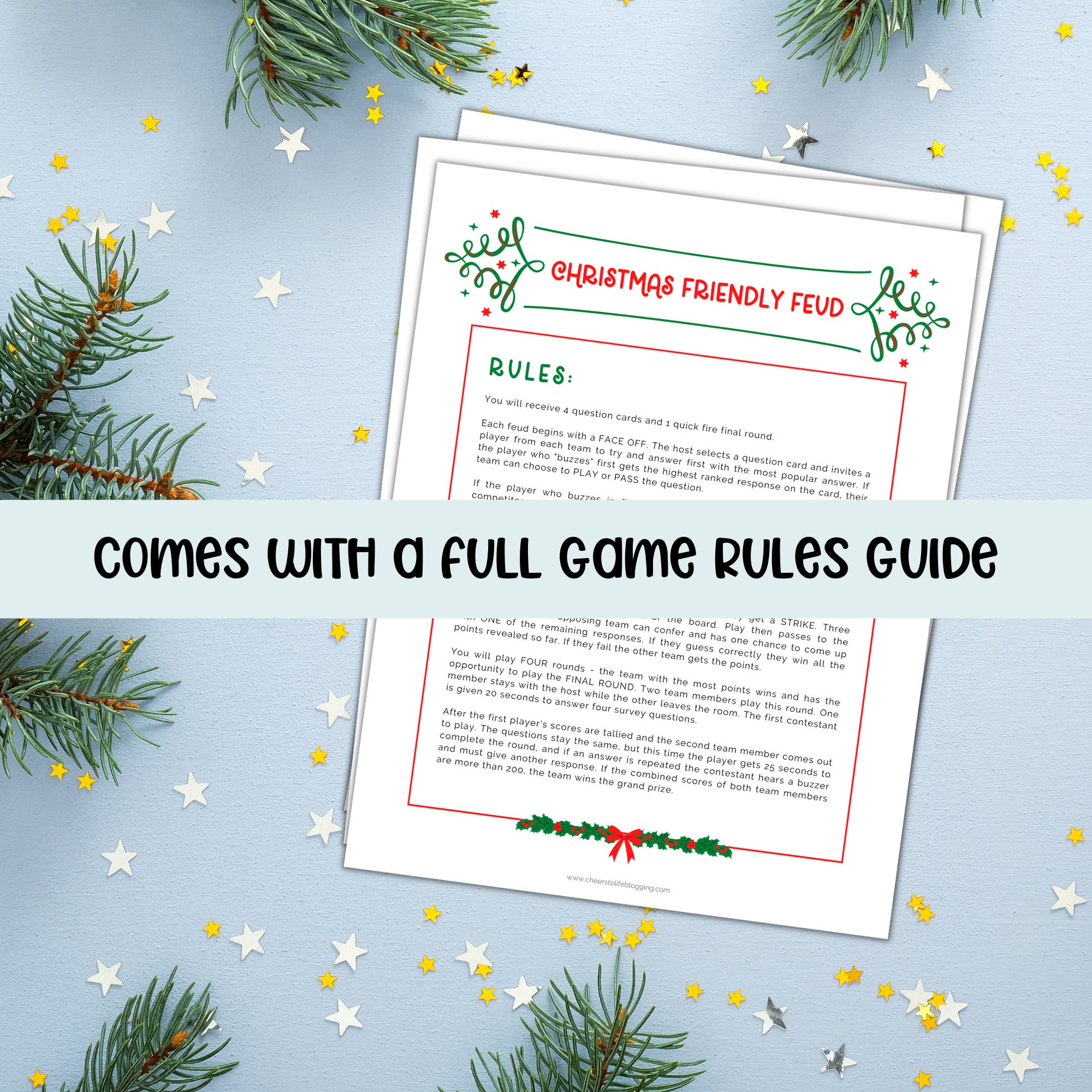 Christmas Family Feud Game Printable Christmas Friendly Feud Game