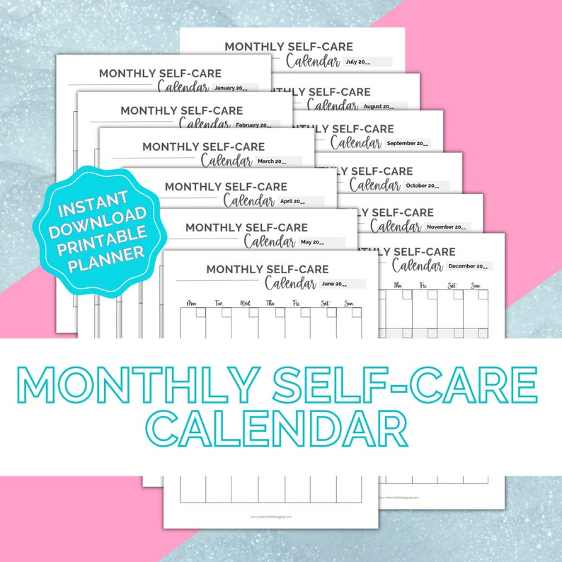 Monthly Self Care Calendar Printable Self Care Planner Etsy