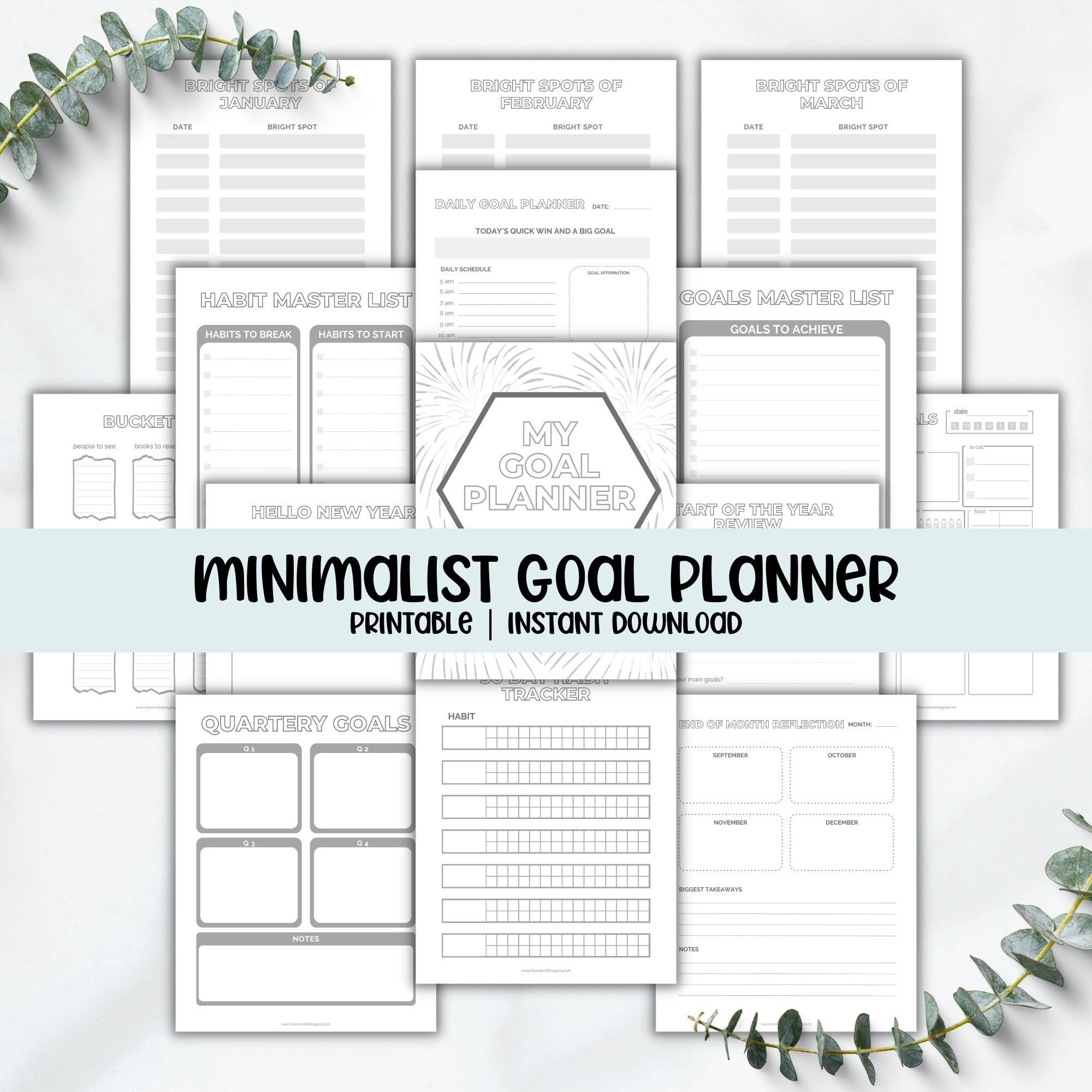 Minimalist Goal Planner Printable | Undated Goal Setting Planner ...