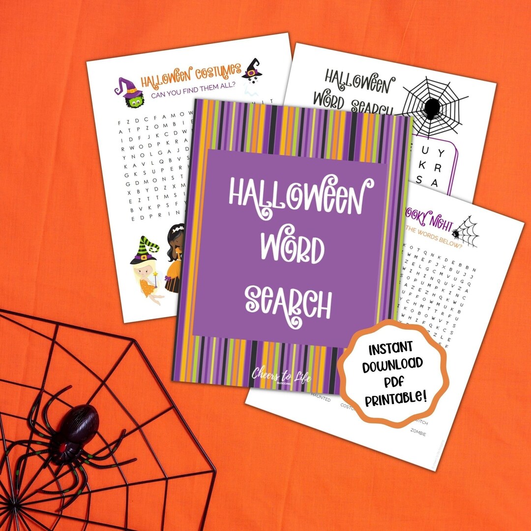 Halloween Word Search Printable Activity Sheets for Kids | Instant ...