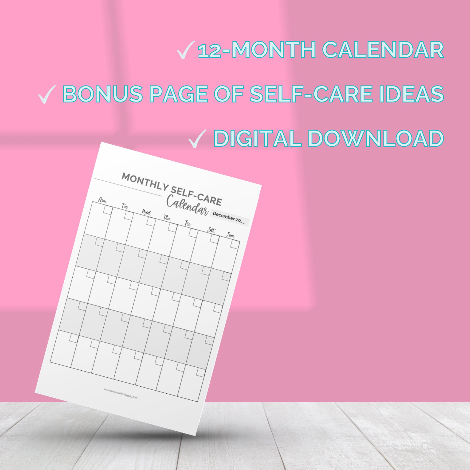 Monthly Self Care Calendar Printable Self Care Planner Etsy Singapore