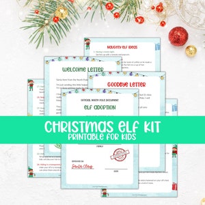 Printable Christmas Elf Kit | Elf Adoption Certificate | Welcome Letter Elf | Goodbye Letter Elf | Printable Elf Letters | Elf Kit 24 Days
