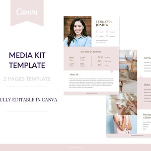 2 Page Media Kit Template Canva | Influencer UGC Media Kit | Blogger Press Kit | Facebook Tiktok Instagram Template | Rate Sheet Template